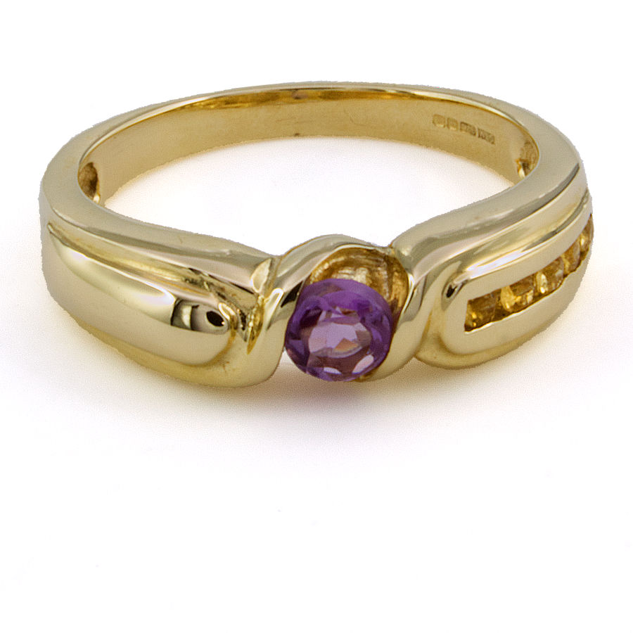 9ct gold Amethyst and Citrine Ring size N